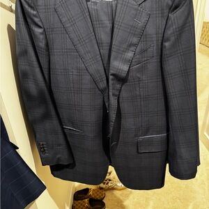 Men's Elegant Checkered Suit - Navy